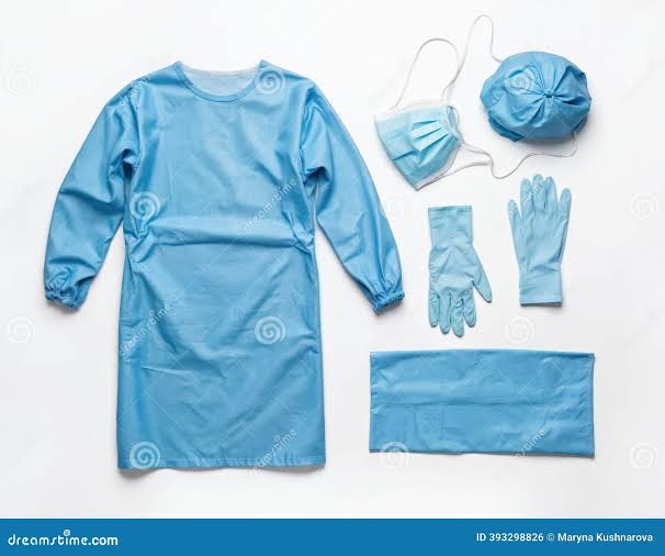 Surgical gowns and protective face masks